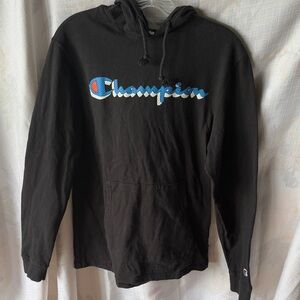 Champion Black Pullover with Blue and White Logo